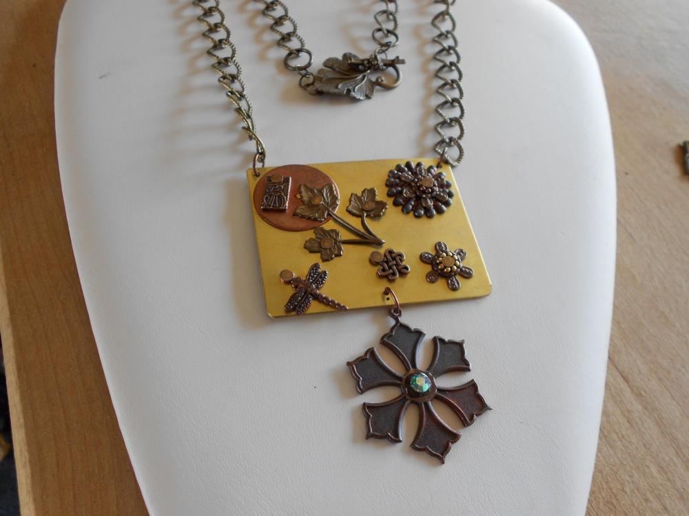 Handmade Riveted Brass And Copper Necklace